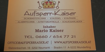 Händler - Unternehmens-Kategorie: Handwerker - Reinharting - Aufsperr - Kaiser