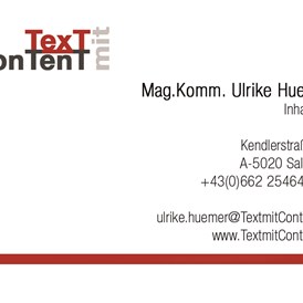 Betrieb: TextmitContent - Mag. Ulrike Huemer