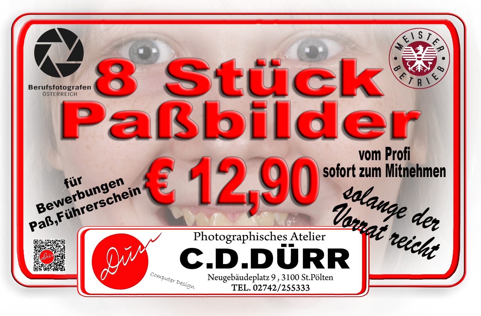 Foto Dürr  Leistungsübersicht Schöne Passfoto bei Foto Dürr in St.Pölten