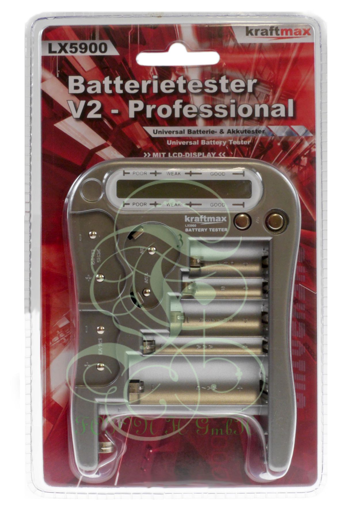 BestCommerce BCV e.U. Produkt-Beispiele LCD Kraftmax Universal Batterietester für alle Akku & Batteriegrößen