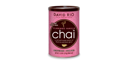 Händler - Feldkirchen bei Graz - Flamingo Vanilla Chai Zuckerfrei Dose zu 338g
Süße Vanille, leicht  mit Cardamon , Zimt und Nelken gewürzt, wie Elephant Chai >Zucker wurde durch Splenda ersetzt.
Sehr cremig im Geschmack. Der Premium Chai aus San Francisco in Pulverform. - Barista’s Kaffee