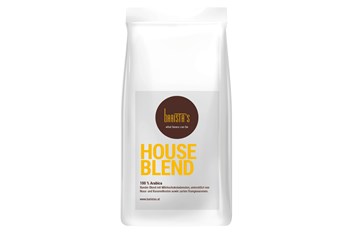 Unternehmen: Houseblend 100% Arabica, Runder Blend mit Milchschokoladenoten, unterstützt von Nuss- und Karamellnoten sowie zarten Orangenaromen. - Barista’s Kaffee 