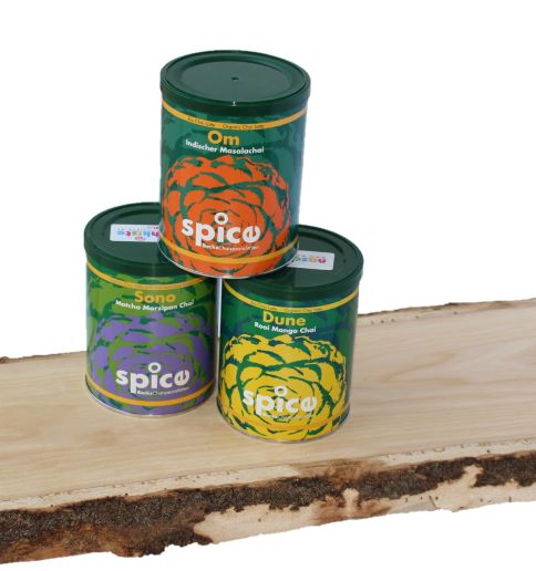 Naschkiste Produkt-Beispiele Kakao und Chai Spezialitäten