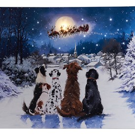 Unternehmen: LED Bild Hunde mit Mond 38x48 cm - Weihnachtsdiskont
