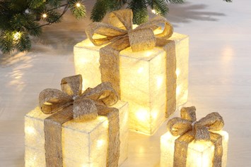 Unternehmen: LED Geschenkboxen 3er Set weiß - Weihnachtsdiskont