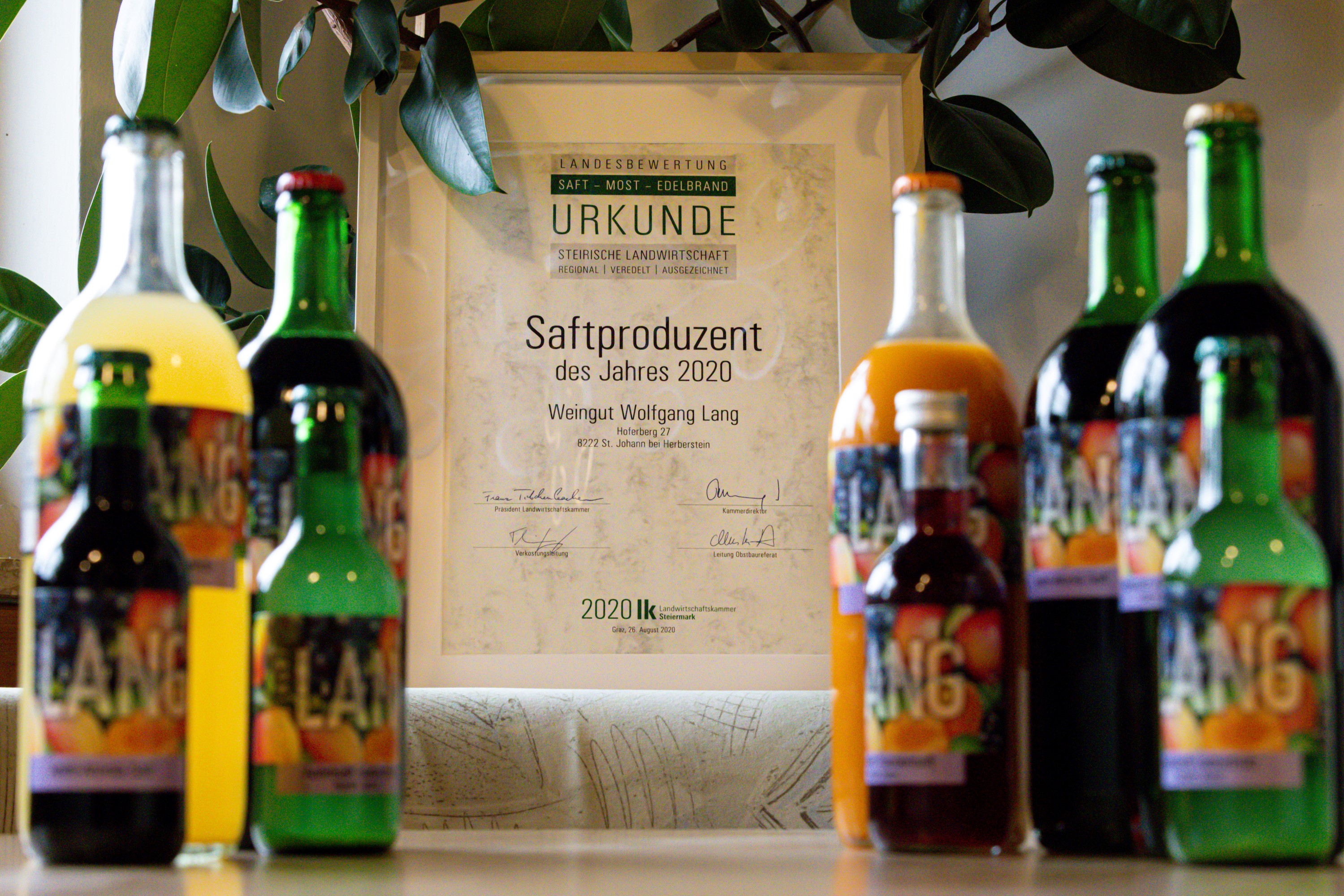 Weingut Wolfgang Lang Produkt-Beispiele Säfte