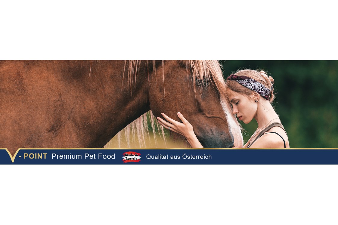 Direktvermarkter: STARKE NERVEN für dein Pferd

Natürliche Hilfe gegen Stress, Anspannung, Nervosität und Angst. Fördere Ruhe, Gelassenheit und Konzentration – Wirksame Hilfe aus der Natur! - V-POINT premium pet food GmbH