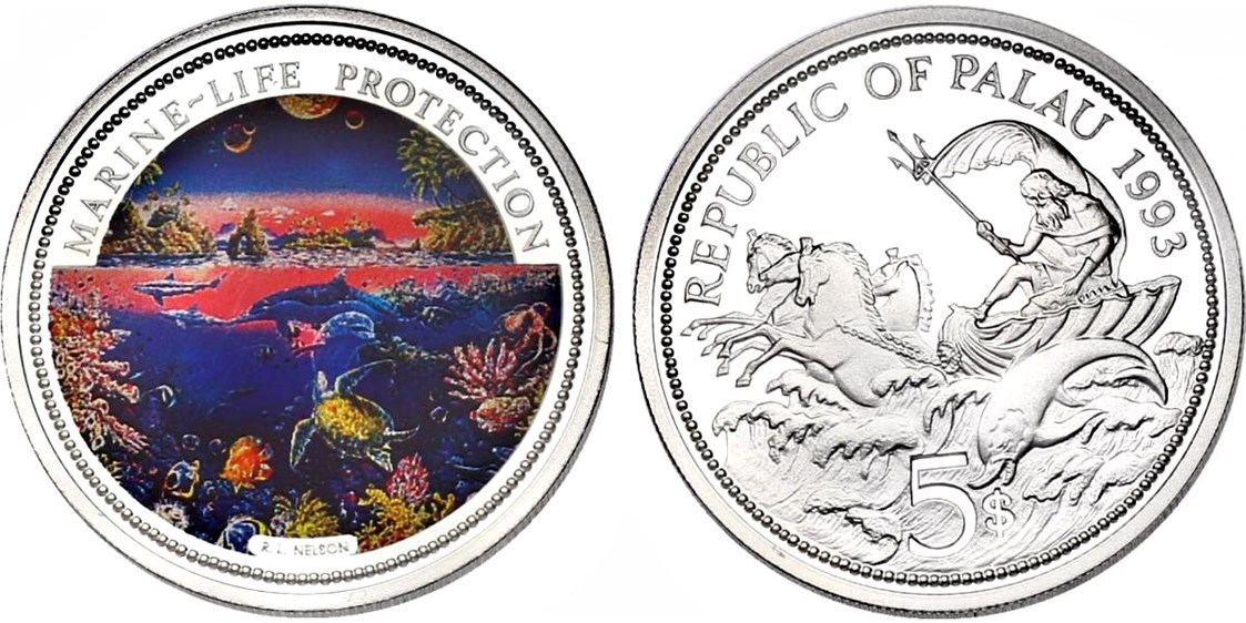 Unternehmen: Farb-Münze von Palau  - Halbedel Münzen & Medaillen GmbH.