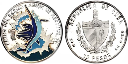 Händler - PLZ 5161 (Österreich) - 10 Pesos mit Motiv Schwertfisch - Halbedel Münzen & Medaillen GmbH.