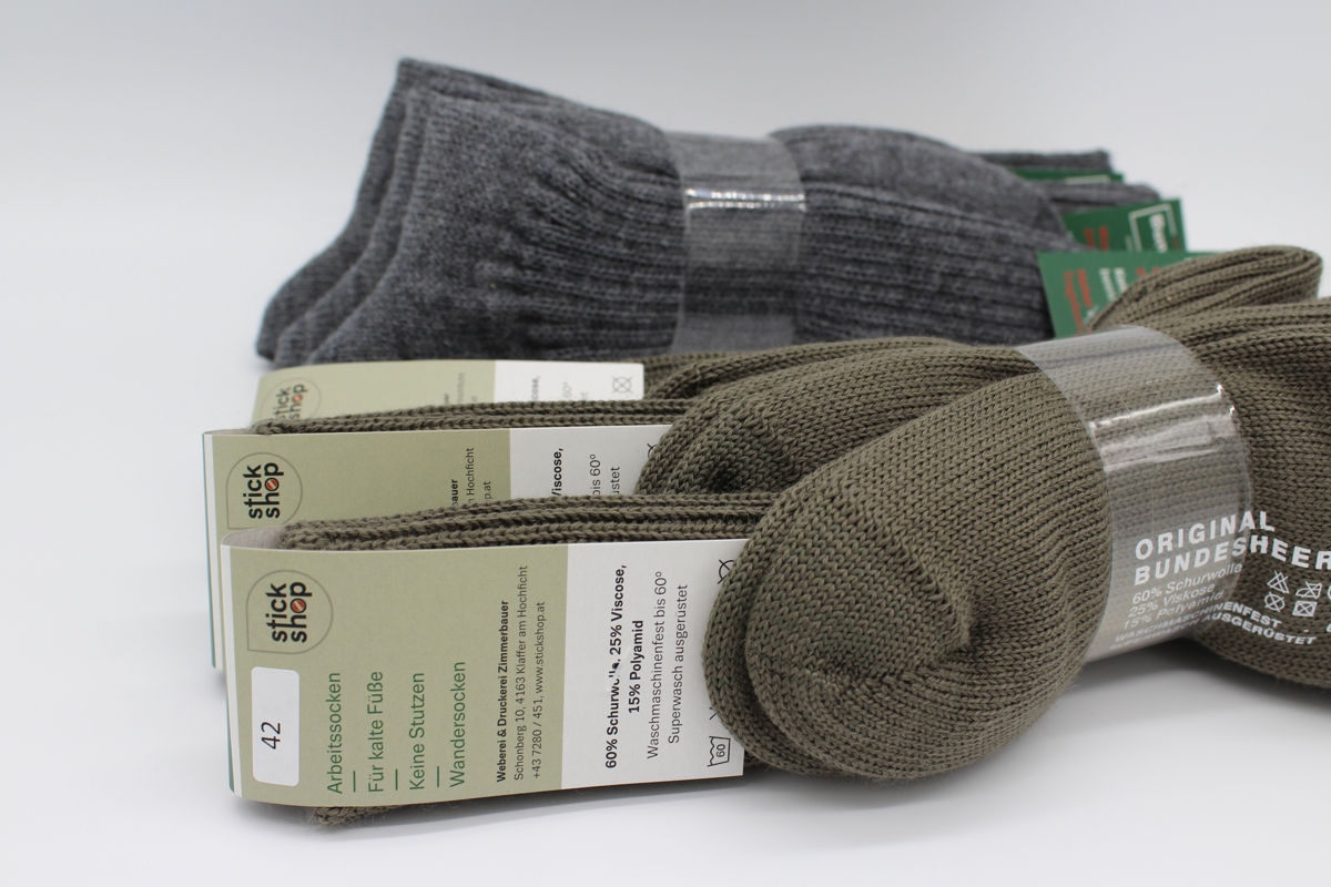 Weberei & Druckerei Zimmerbauer Produkt-Beispiele Original Bundesheersocken