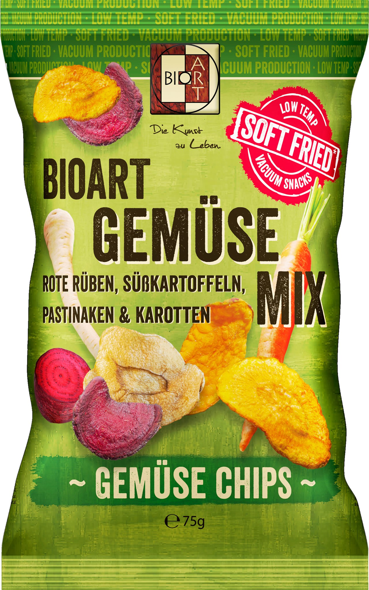 BioArt AG Produkt-Beispiele BioArt Soft-Fried Gemüsechips Mix 75g