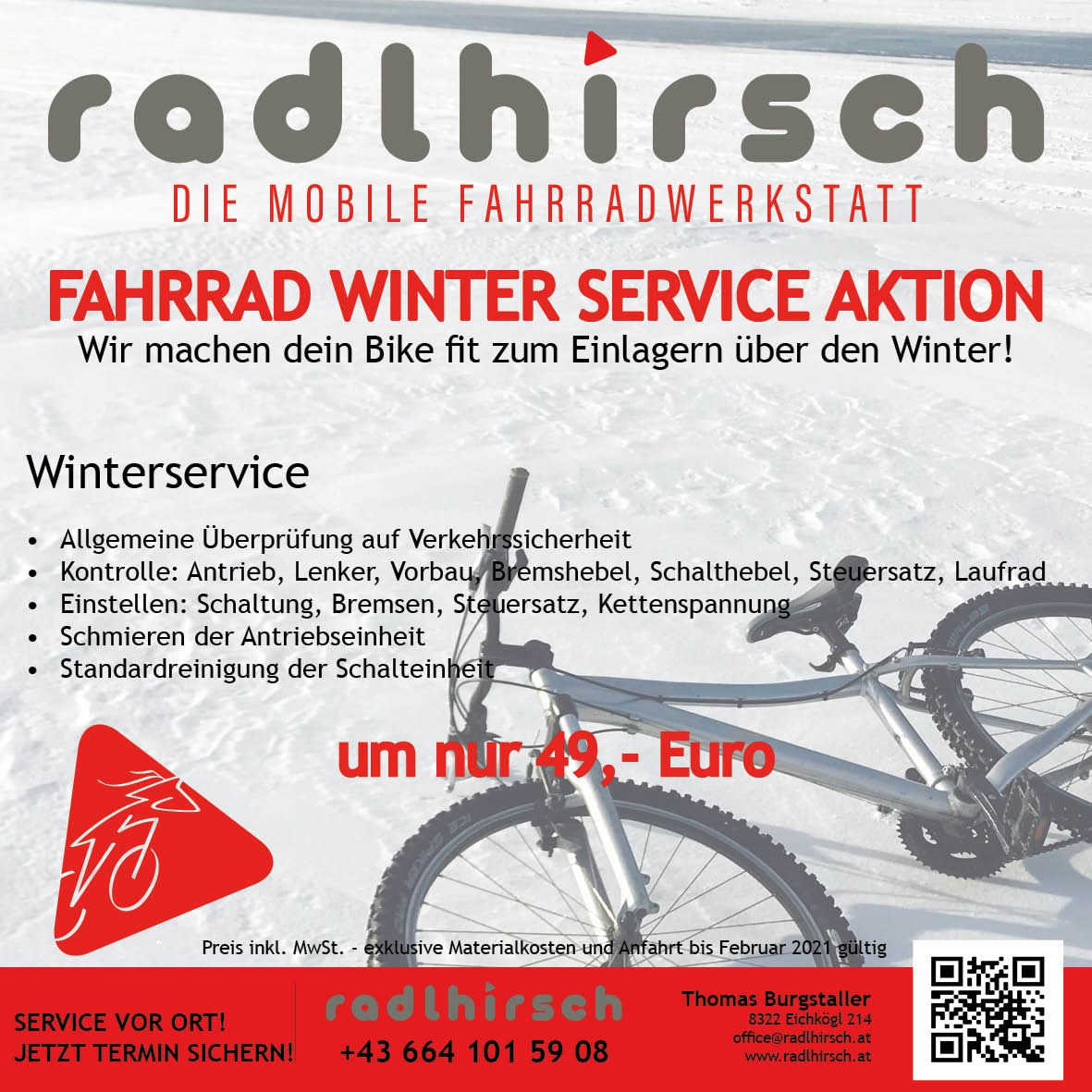 radlhirsch - die mobile Fahrradwerkstatt Leistungsübersicht Winteraktion