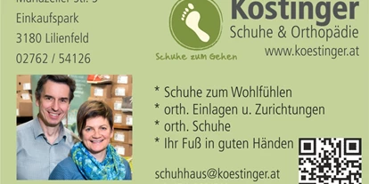 Händler - Zahlungsmöglichkeiten: Bar - Plambach - Martin und Gertrude Köstinger - Köstinger Schuhwerkstatt und Orthopädie