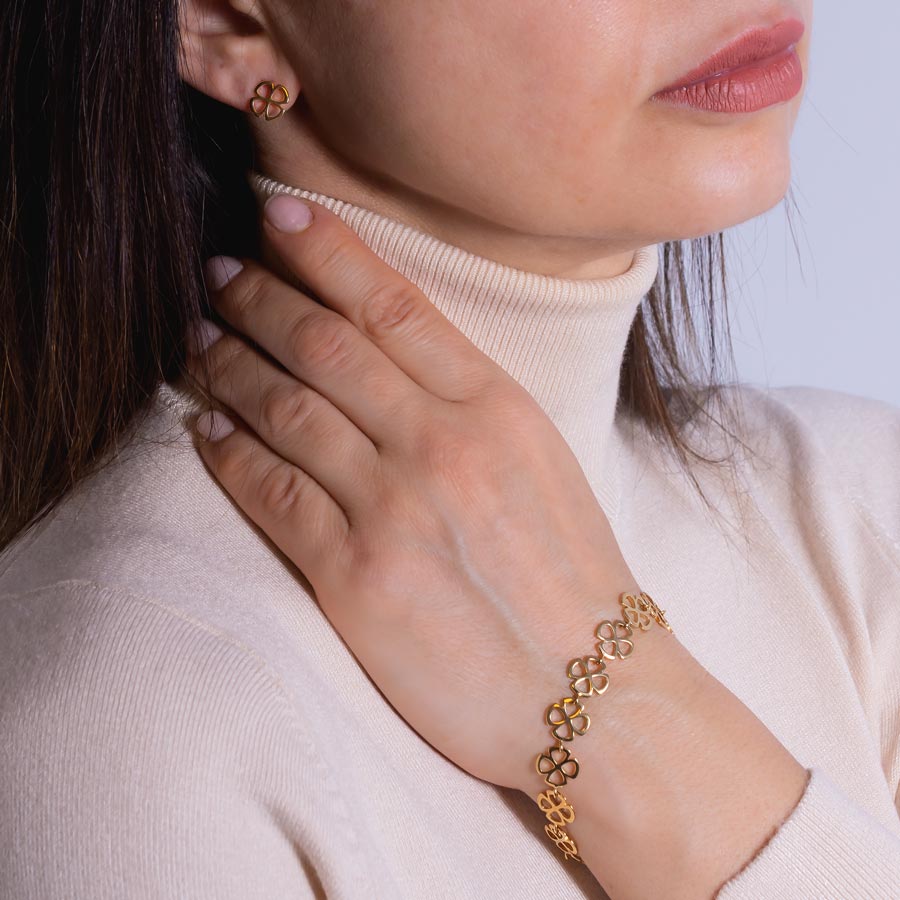 TomCrow Jewellery Produkt-Beispiele Kleeblatt Armband mit Gelbgold vergoldet