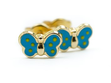 TomCrow Jewellery Produkt-Beispiele Schmetterling Ohrstecker in 14 Karat Gelbgold