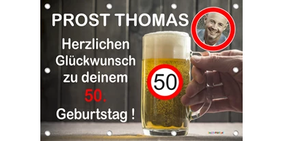 Händler - Gleisdorf - Banner zum Geburtstag, Geburtstagsbanner, Banner zum 50. Geburtstag, Fotobanner, Transparent zum runden Geburtstag. Auf unserer Homepage finden Sie eine große Auswahl an personalisierbaren Banner zum Geburtstag. - Sweet-Prints.at