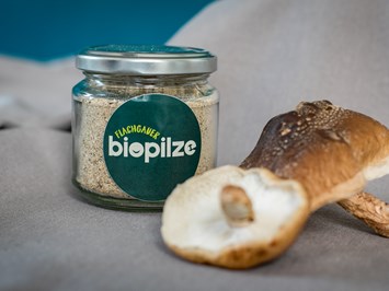 Flachgauer Biopilze Produkt-Beispiele Bio Pilzpulver Shiitake 30g