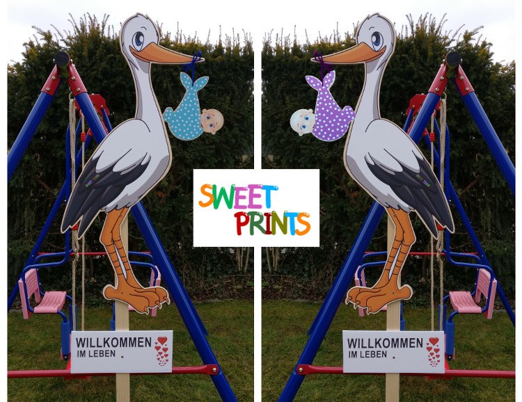 Sweet-Prints.at Produkt-Beispiele Störche aus Holz