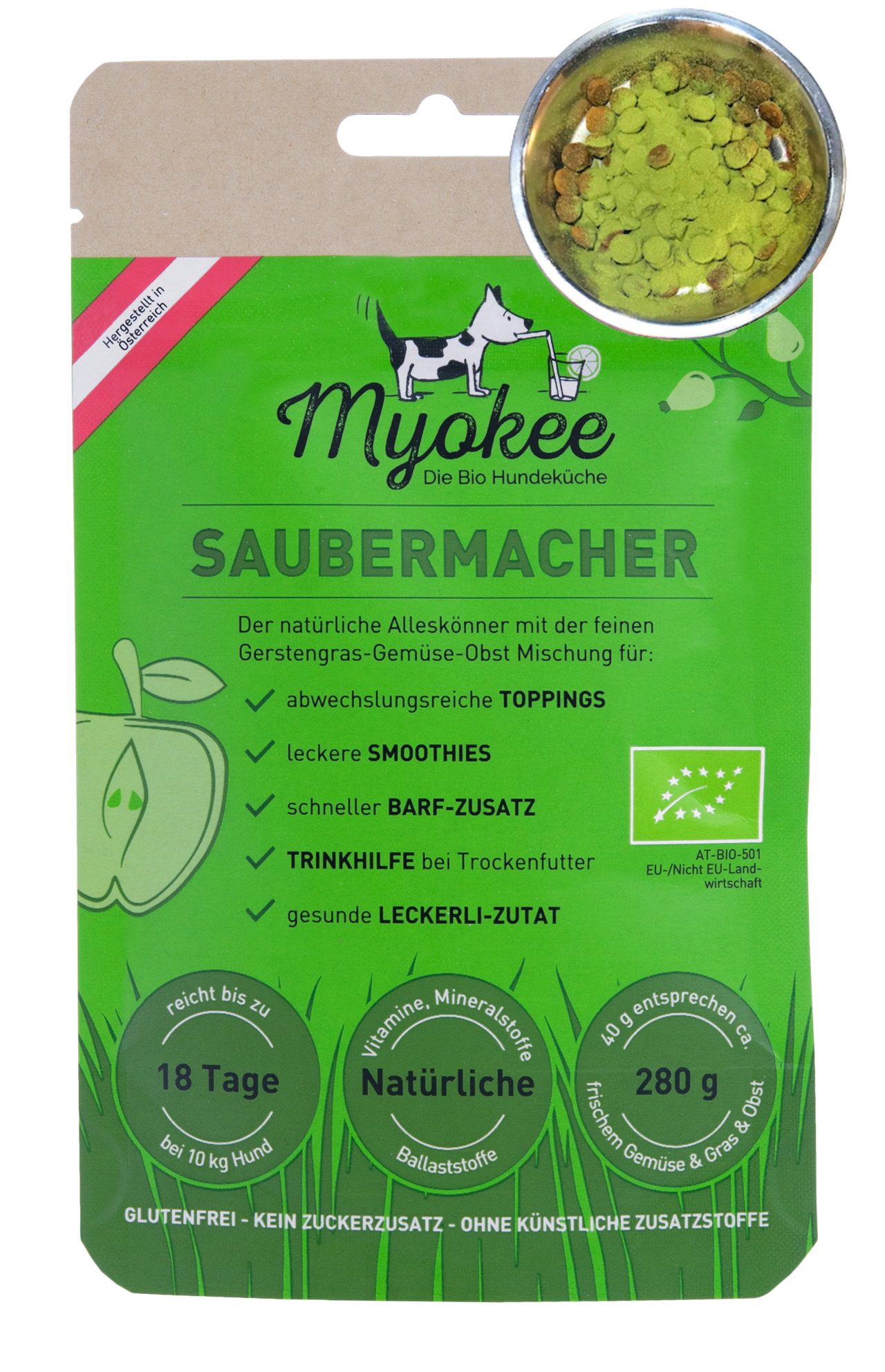 MYOKEE - Die Bio Hundeküche Produkt-Beispiele SAUBERMACHER