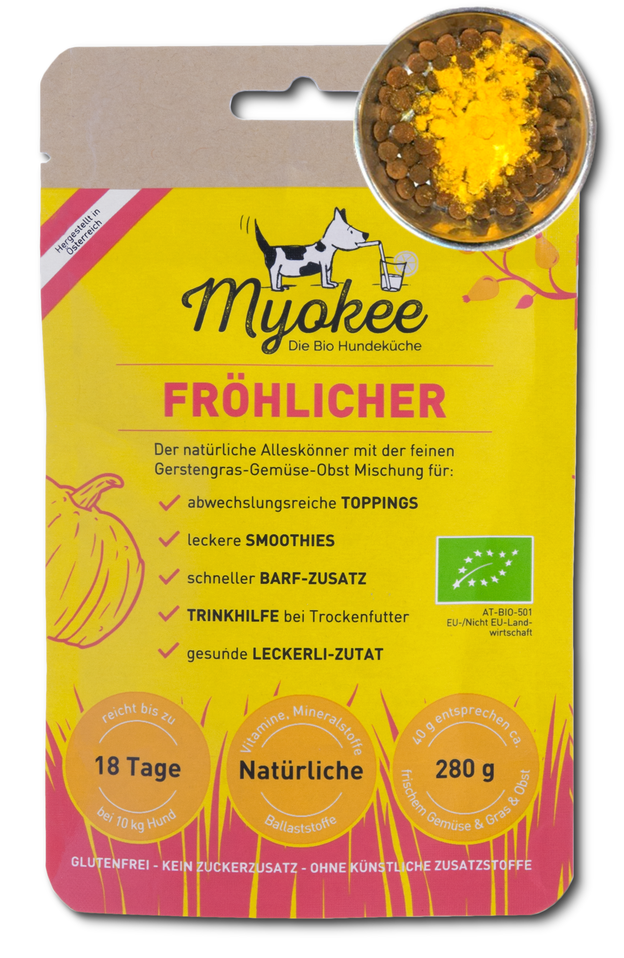 MYOKEE - Die Bio Hundeküche Produkt-Beispiele FRÖHLICHER