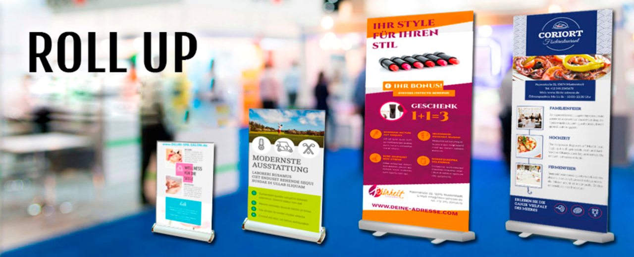 Druckerei Eins Zwei Drei Druck Todeschini KG Produkt-Beispiele Roll Up Displays 