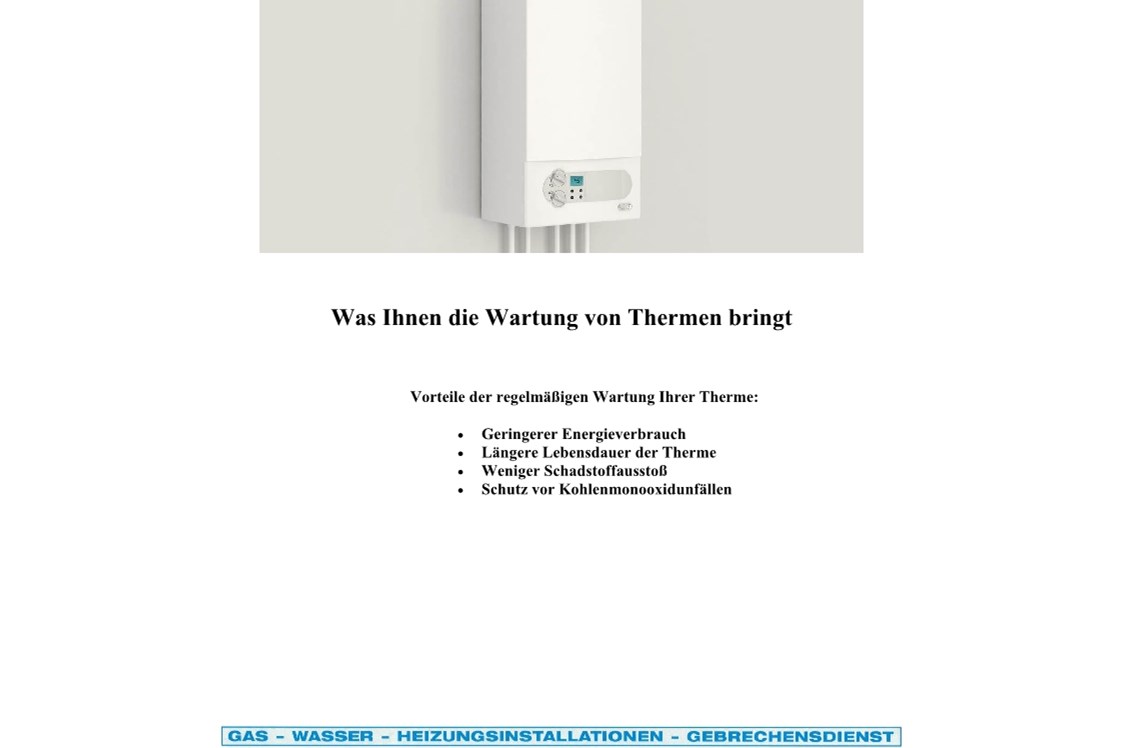 Betrieb: Thermenservice - Thermenwartung - G. Weiner Gas - Wasser - Heizung GmbH