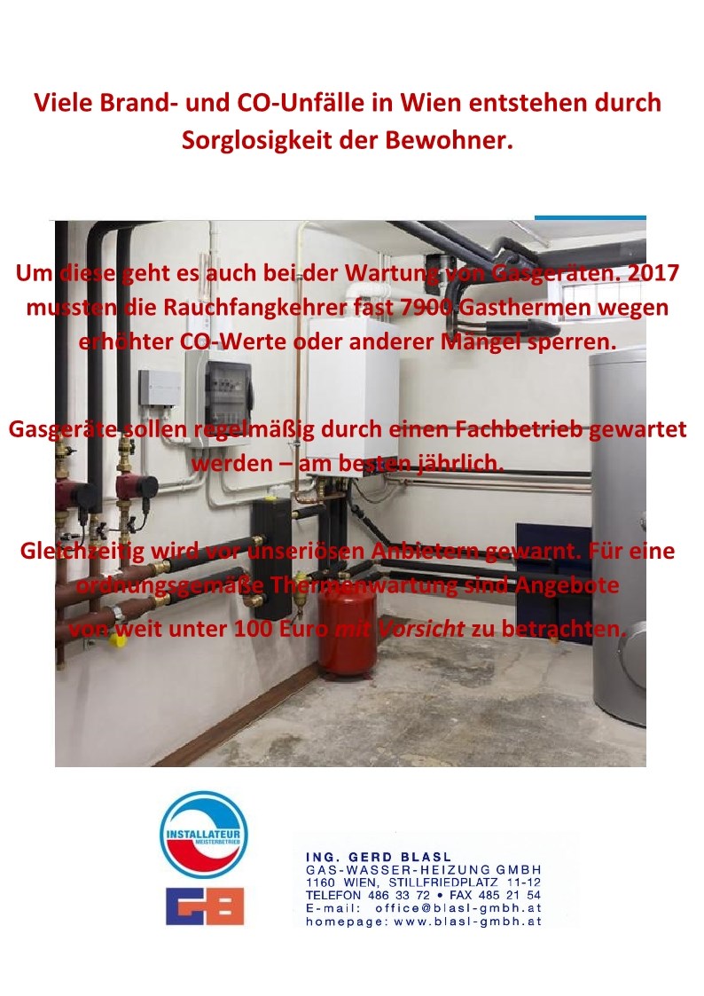 Betrieb: Wartung von Gasgeräten - Ing. Gerd Blasl Gas - Wasser - Heizung GmbH