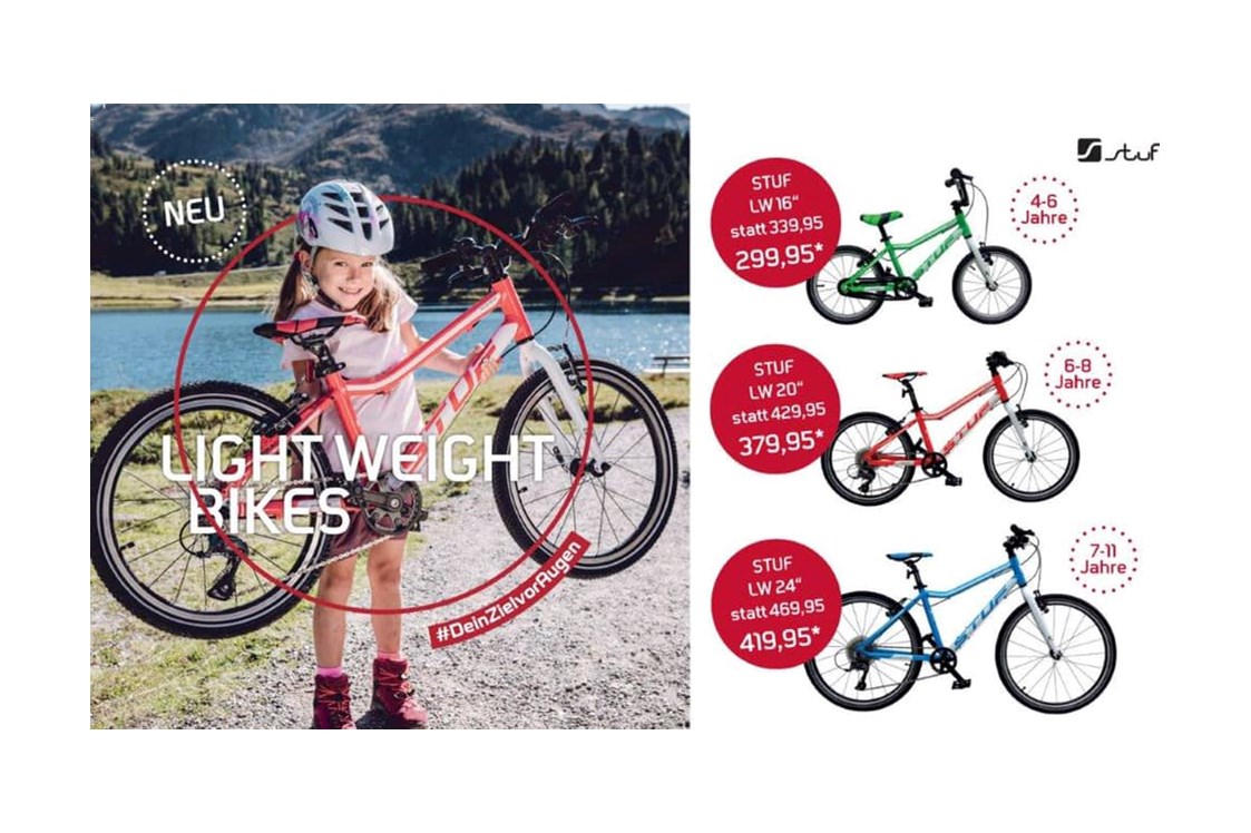Unternehmen: extra leichte Kinderräder finden sie bei uns  mehr dazu auf unserer Homepage unter www.sportstrametz.at - Sport 2000 Strametz