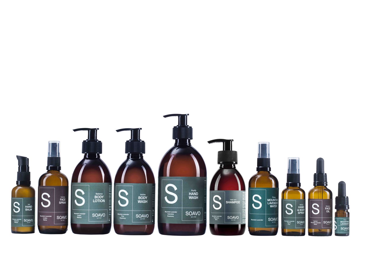 SOAVO Produkt-Beispiele SOAVO premium Bio Naturkosmetik aus den österreichischen Alpen