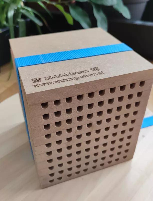 Wurmpower Produkt-Beispiele bi-bi-bienen Wildbienen Nisthilfe, Mauerbienen Insektenhotel; 100 Nistgänge