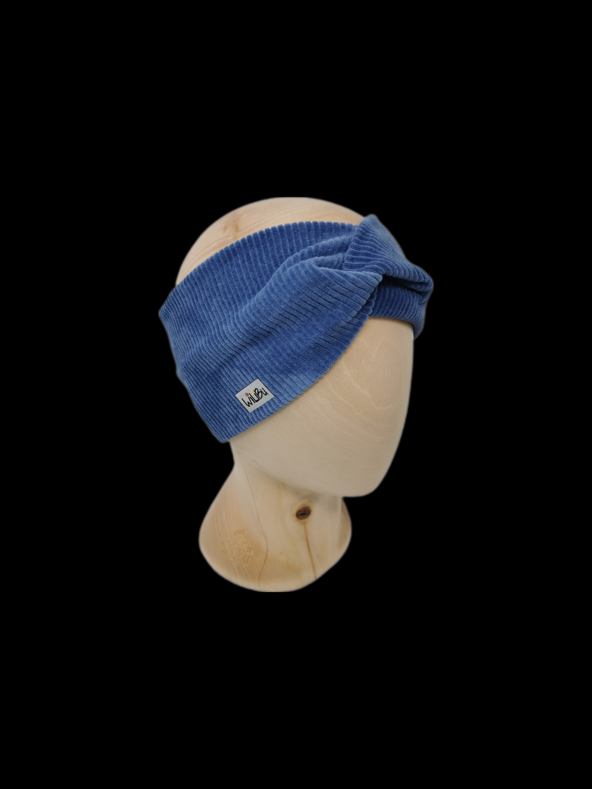 Unternehmen: Knotenstirnband Cord blau - * WiLiBu *