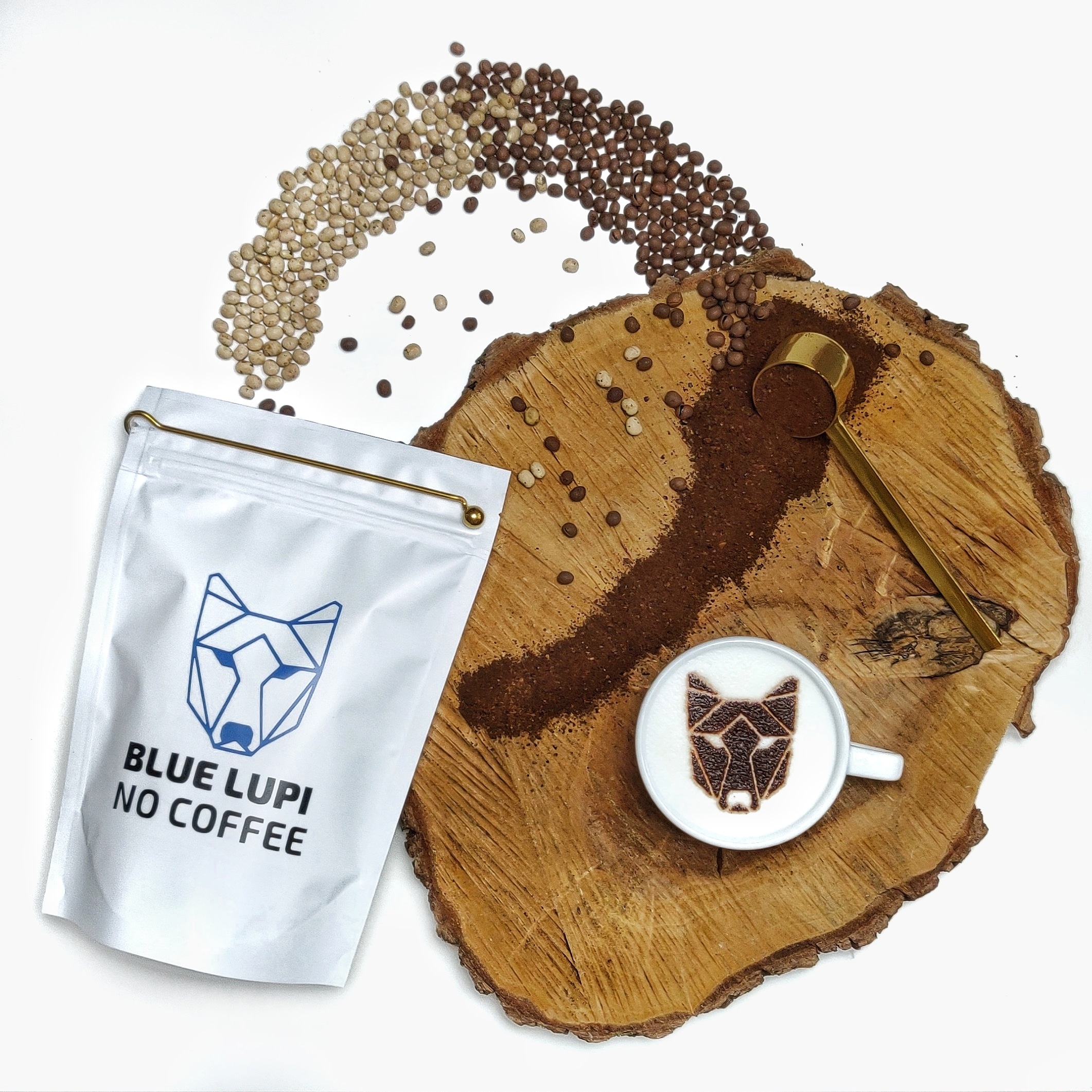 Händler - Bezirk Klagenfurt - Produktverpackung und Rohlupinen sowie gerösteter Lupinenkaffee - Bluelupi