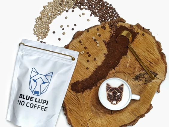 Unternehmen: Produktverpackung und Rohlupinen sowie gerösteter Lupinenkaffee - Bluelupi