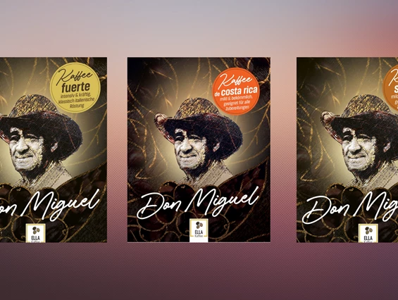 Unternehmen: KAFFEE 
Don Miguel
 
Kaffee ist Leidenschaft & höchster Genuss. Und erzeugt Schluck für Schluck das angenehme Gefühl von Zufriedenheit. ELLA Don Miguel Kaffees verdanken ihr besonderes Geschmackserlebnis den besten Kaffeebohnen aus Costa Rica & Kolumbien. Speziell abgestimmte Fermentierungen verleihen jeder Sorte einzigartige Aromen. Die hohe Qualität der Herstellung wird in jeder Nuance kostbar. 
Kaffee ist Vision & gelebte Nachhaltigkeit. ELLA Kaffee arbeitet vor Ort ganz eng mit den lokalen Kaffeebauern zusammen. Wir kennen Tarrazu, Narranjo, Huila und Cauca uvm. persönlich und bewundern ihren Fleiß sowie ihre Hingabe für das Produkt Kaffee. Die Schonung der Umwelt hat bei ihnen und uns oberste Priorität. Ebenso wichtig ist ELLA Kaffee eine faire Bezahlung der Produzenten. Diese sozioökologische Verantwortung nehmen wir gerne wahr. 
Kaffee ist Berufung und Passion. Das ELLA Kaffee-Team ist verrückt – Kaffee verrückt! Die Liebe zum Detail spornt uns an, die besten Kaffees zu kreieren. Unsere Masterminds leben über große Teile des Jahres vor Ort und überzeugen sich von der hervorragenden Qualität der Ernten. Grenzenlose Neugierde ist dabei immer der Impuls für die Suche nach der perfekten Bohne und dem ultimativen Kaffee-Erlebnis.  - KAFFEE DON MIGUEL, Direkt vom Bauern in die Tasse