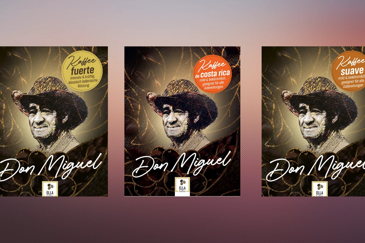 Unternehmen: KAFFEE 
Don Miguel
 
Kaffee ist Leidenschaft & höchster Genuss. Und erzeugt Schluck für Schluck das angenehme Gefühl von Zufriedenheit. ELLA Don Miguel Kaffees verdanken ihr besonderes Geschmackserlebnis den besten Kaffeebohnen aus Costa Rica & Kolumbien. Speziell abgestimmte Fermentierungen verleihen jeder Sorte einzigartige Aromen. Die hohe Qualität der Herstellung wird in jeder Nuance kostbar. 
Kaffee ist Vision & gelebte Nachhaltigkeit. ELLA Kaffee arbeitet vor Ort ganz eng mit den lokalen Kaffeebauern zusammen. Wir kennen Tarrazu, Narranjo, Huila und Cauca uvm. persönlich und bewundern ihren Fleiß sowie ihre Hingabe für das Produkt Kaffee. Die Schonung der Umwelt hat bei ihnen und uns oberste Priorität. Ebenso wichtig ist ELLA Kaffee eine faire Bezahlung der Produzenten. Diese sozioökologische Verantwortung nehmen wir gerne wahr. 
Kaffee ist Berufung und Passion. Das ELLA Kaffee-Team ist verrückt – Kaffee verrückt! Die Liebe zum Detail spornt uns an, die besten Kaffees zu kreieren. Unsere Masterminds leben über große Teile des Jahres vor Ort und überzeugen sich von der hervorragenden Qualität der Ernten. Grenzenlose Neugierde ist dabei immer der Impuls für die Suche nach der perfekten Bohne und dem ultimativen Kaffee-Erlebnis.  - KAFFEE DON MIGUEL, Direkt vom Bauern in die Tasse