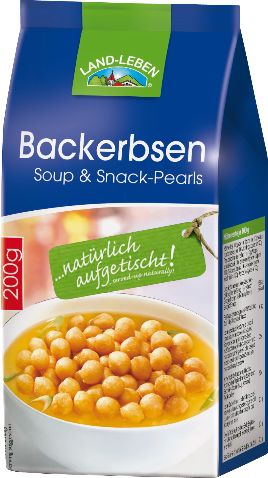 LAND-LEBEN Nahrungsmittel Produkt-Beispiele Backerbsen