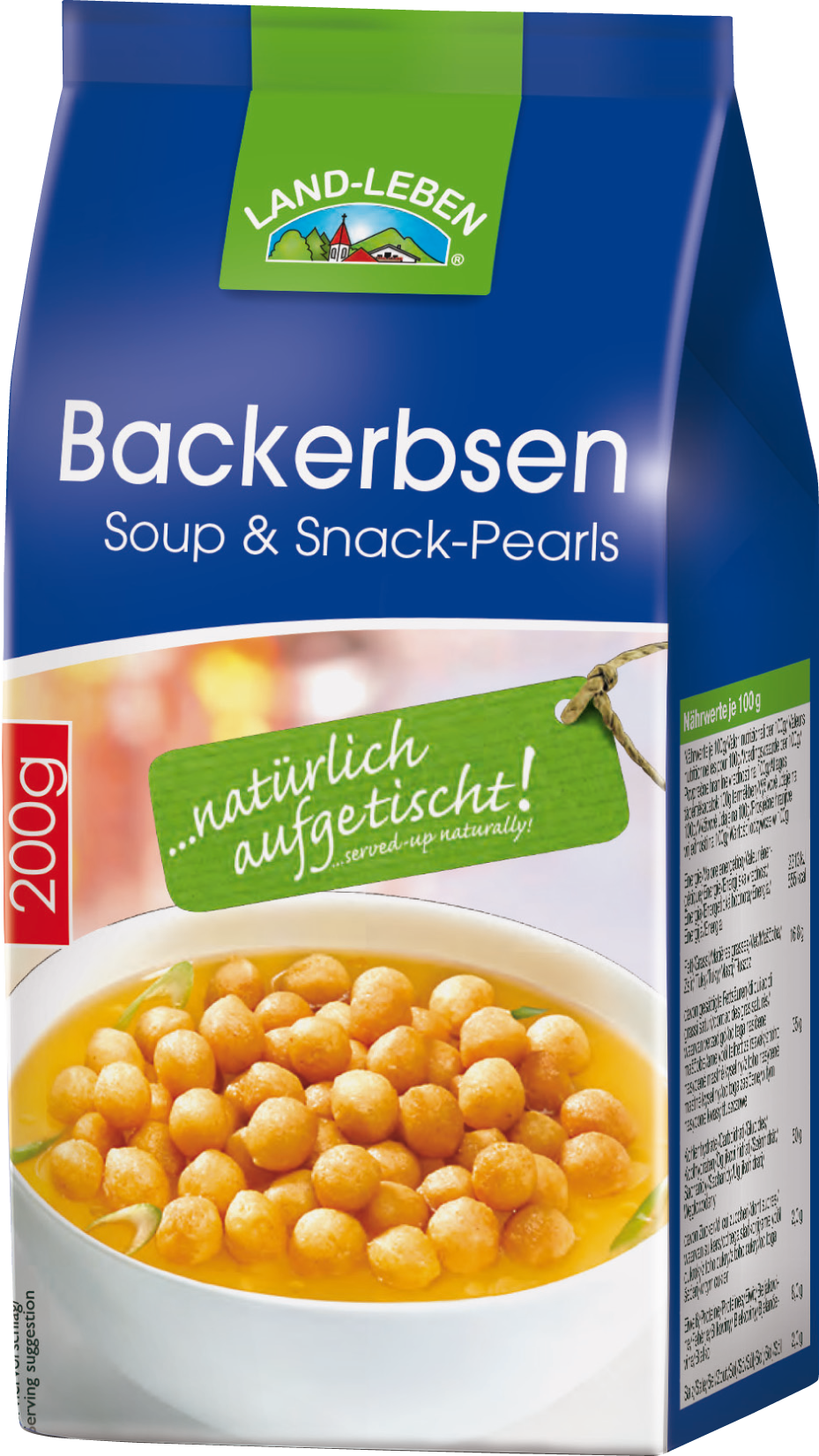 LAND-LEBEN Nahrungsmittel Produkt-Beispiele Backerbsen