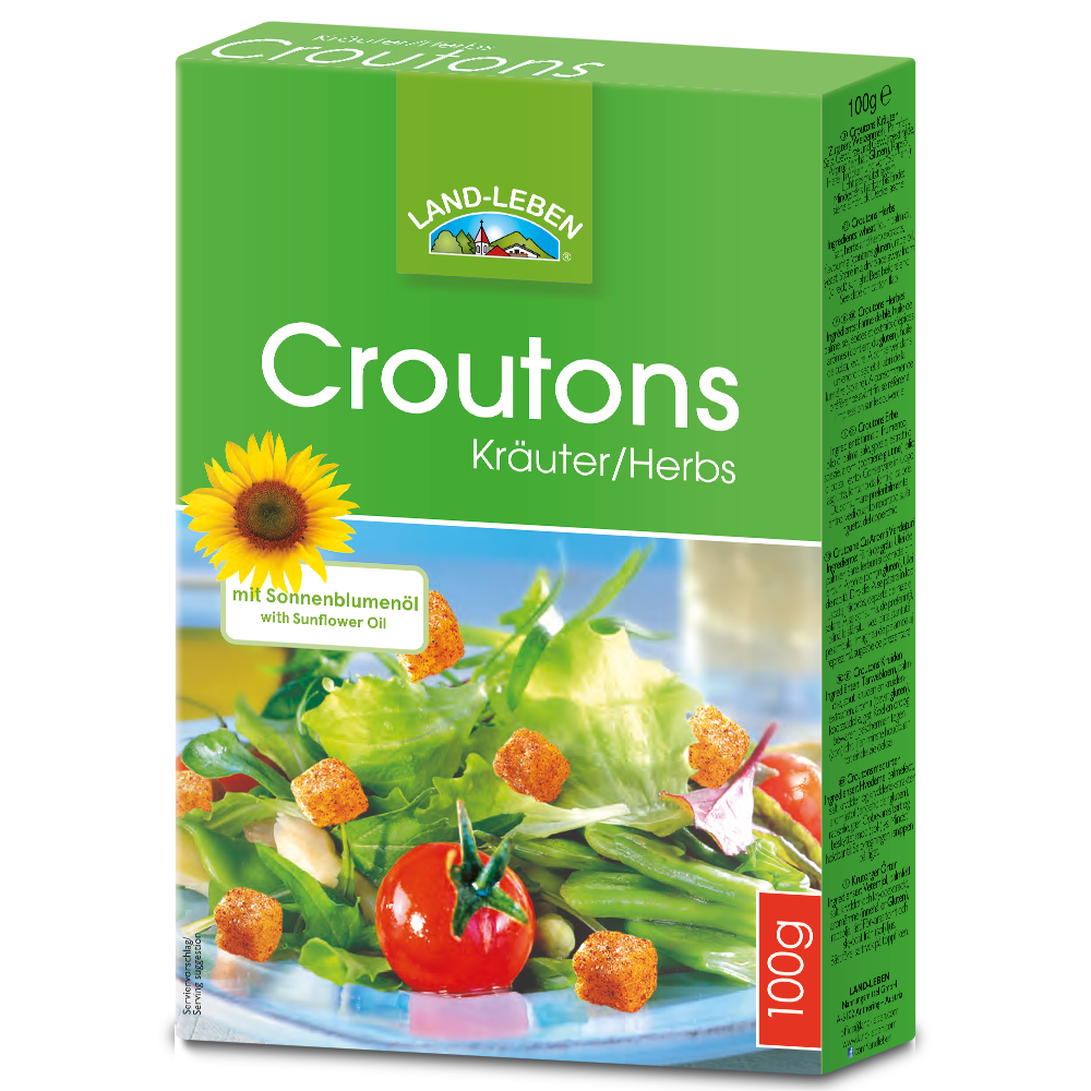 LAND-LEBEN Nahrungsmittel Produkt-Beispiele Croutons