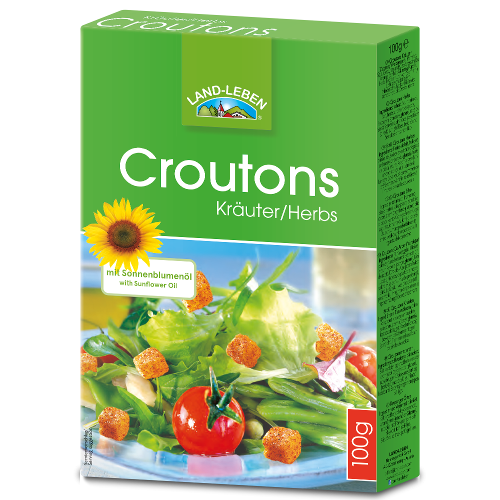 LAND-LEBEN Nahrungsmittel Produkt-Beispiele Croutons