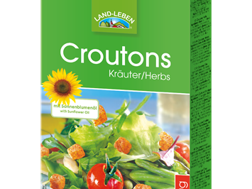 LAND-LEBEN Nahrungsmittel Produkt-Beispiele Croutons