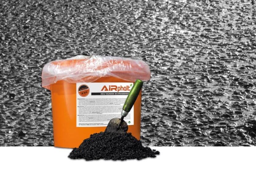AIRphalt Kaltasphalt Produkt-Beispiele Reparaturasphalt bei Straßenschaden