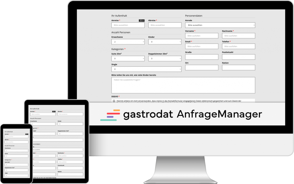 Betrieb: Das Anfrage-Management Tool von gastrodat importiert alle Gäste Anfragen direkt, in Echtzeit und vollautomatisch von Ihrer Website in die Hotelsoftware. - simplify hospitality
