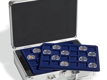 Vienna Spezialitäten - der Webshop für den Sammler Produkt-Beispiele Münzkoffer CARGO S6 für 144 2-Euro-Münzen in Kapseln, inkl. 6 Münztableaus