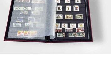 Vienna Spezialitäten - der Webshop für den Sammler Produkt-Beispiele COMFORT S64 Einsteckbuch DIN A4, 64 schwarze Seiten, wattierter Einband, rot
