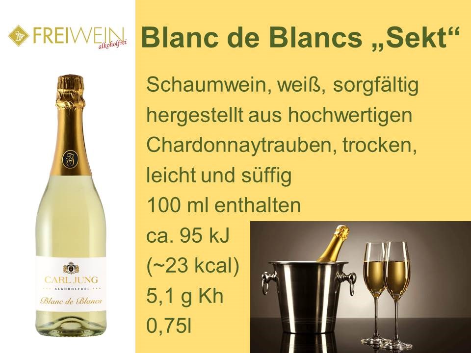 Alkoholfreier Weingenuss - Bernhard Huber Produkt-Beispiele Carl Jung BLANC de BLANCS VEGAN