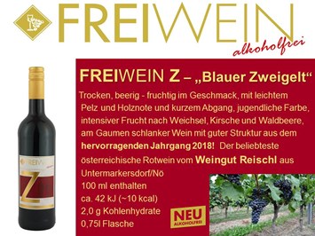 Alkoholfreier Weingenuss - Bernhard Huber Produkt-Beispiele FREIWEIN Z