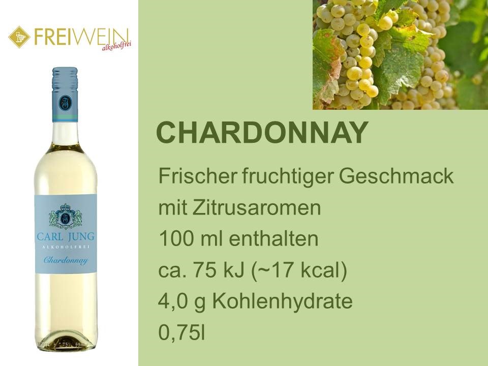 Alkoholfreier Weingenuss - Bernhard Huber Produkt-Beispiele Carl Jung CHARDONNAY VEGAN