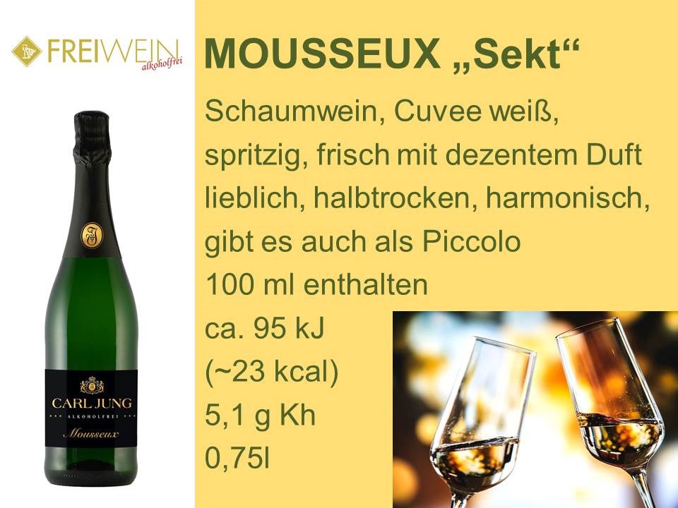 Unternehmen: "Sekt" (Schaumwein) Mousseux - Alkoholfreier Weingenuss - Bernhard Huber