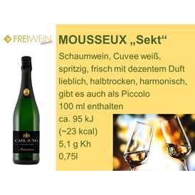 Unternehmen: "Sekt" (Schaumwein) Mousseux - Alkoholfreier Weingenuss - Bernhard Huber