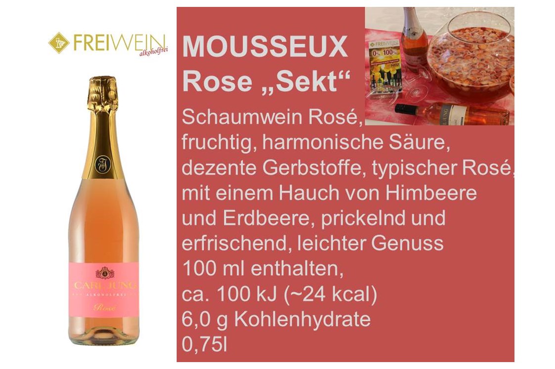 Unternehmen: "Sekt" (Schaumwein) Rose - Alkoholfreier Weingenuss - Bernhard Huber